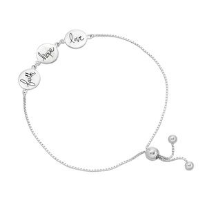 Sterling Silver Faith Hope Love Bracelet